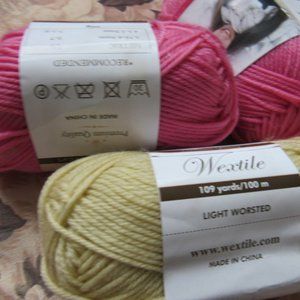 Lot of 4 Wextile Hand Craft Wool Yarn, 50g each, 109 yards(100m) each.